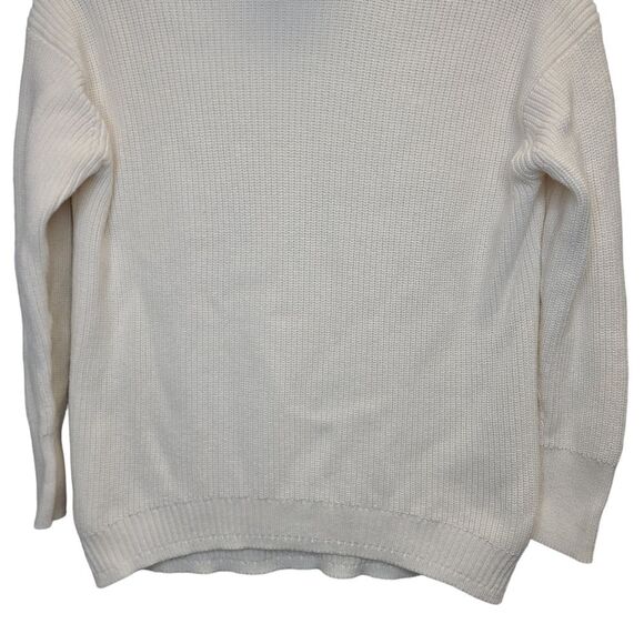 J. Crew Womens Cotton-Blend Ribbed Turtleneck Cream Relaxed Fit Sweater XS - Picture 3 of 14